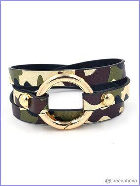 Leather Wrap Bracelet Boho Circle Charm Multilayer Stackable Cuff